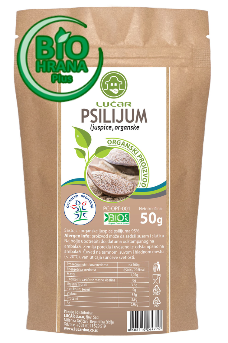 Psyilijum ljuspice organske 50g Lucar